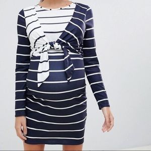 White blue knot maternity dress